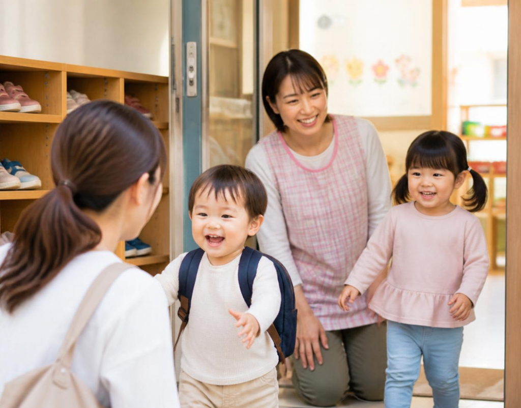 保育園へのお迎えの様子